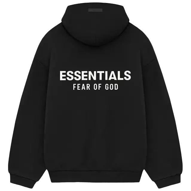 Fear Of God Essentials Black White Fleece Hoodie: Oversized Fit, Iconic Branding